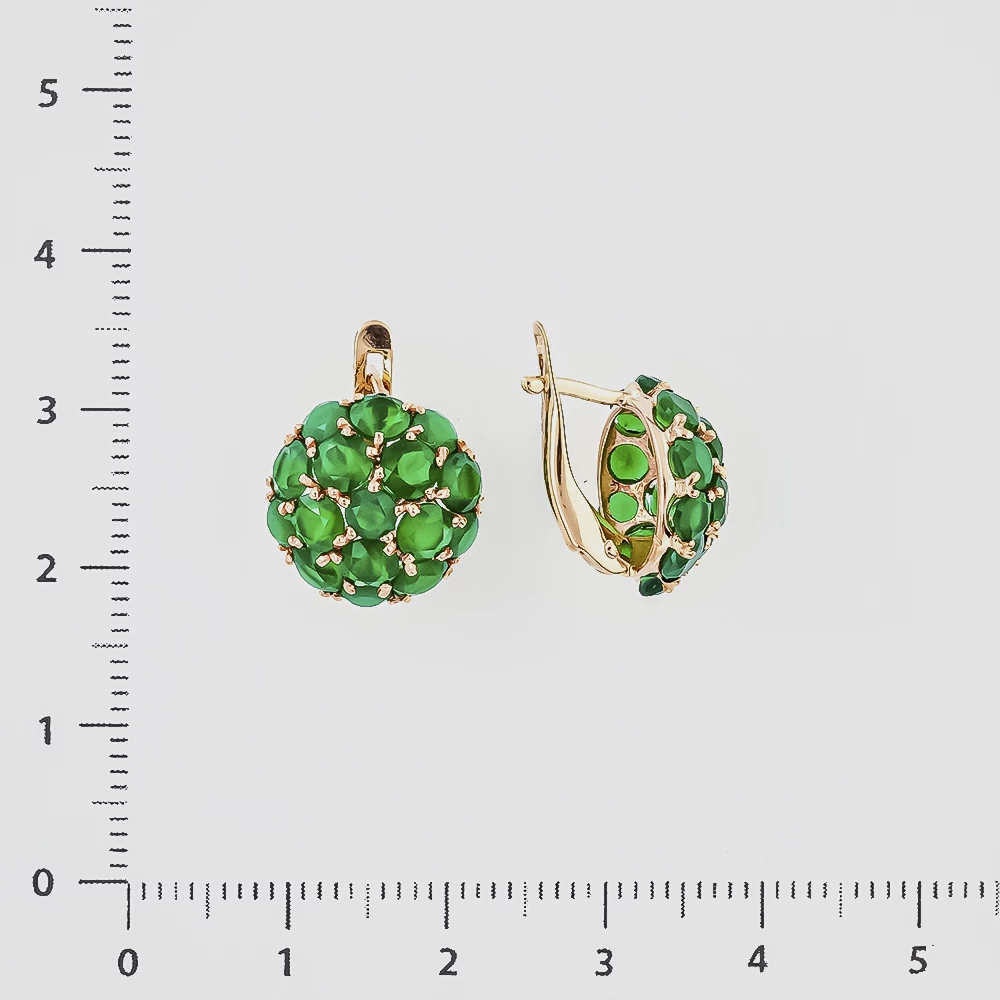 Серьги с агатом из красного золота 585 пробы