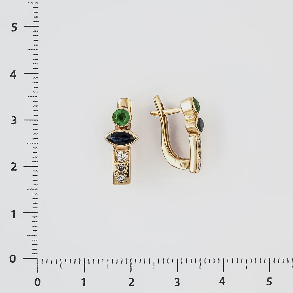 Серьги с изумрудом из красного золота 585 пробы
