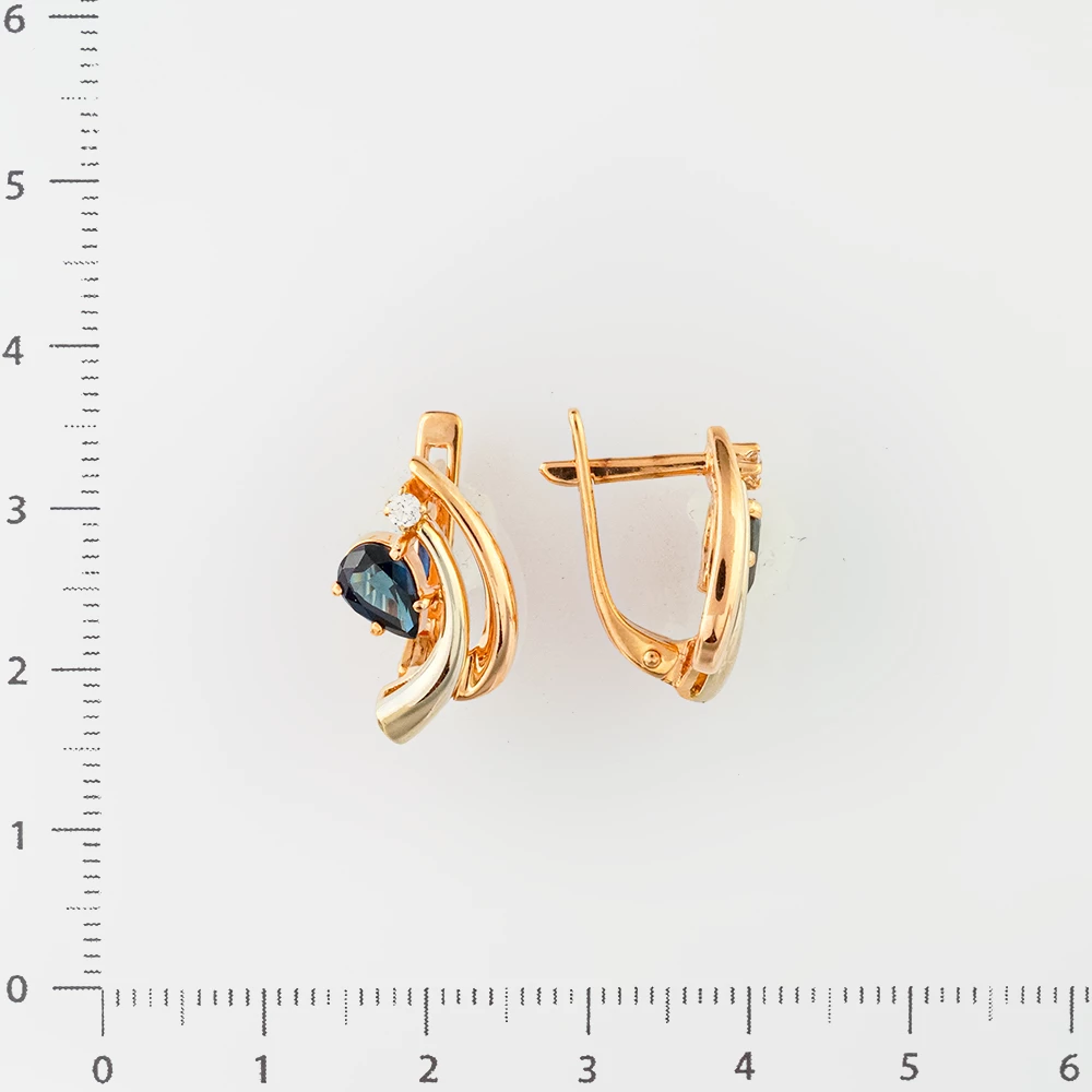 Серьги с сапфиром из красного золота 585 пробы
