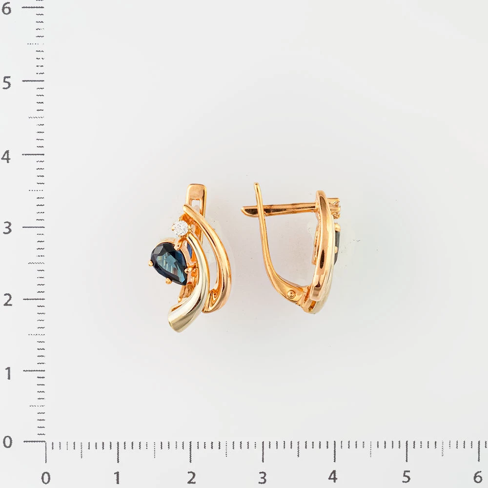 Серьги с сапфиром из красного золота 585 пробы