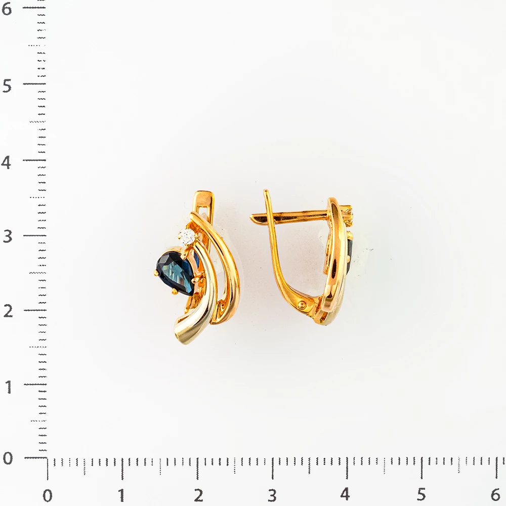 Серьги с сапфиром из красного золота 585 пробы