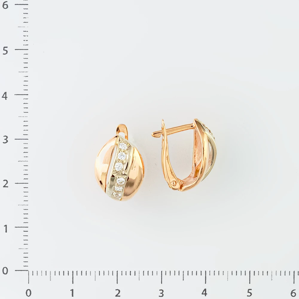 Серьги с фианитом из красного золота 585 пробы