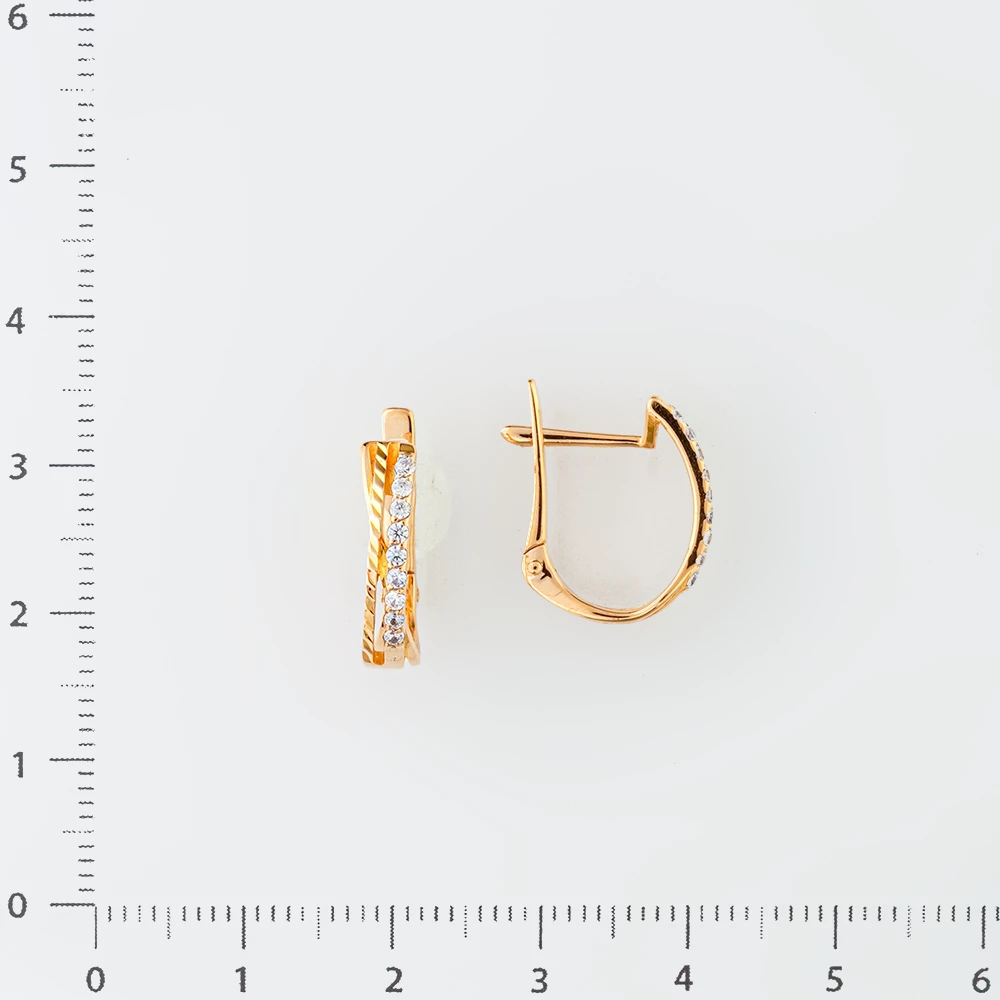 Серьги с фианитом из красного золота 375 пробы