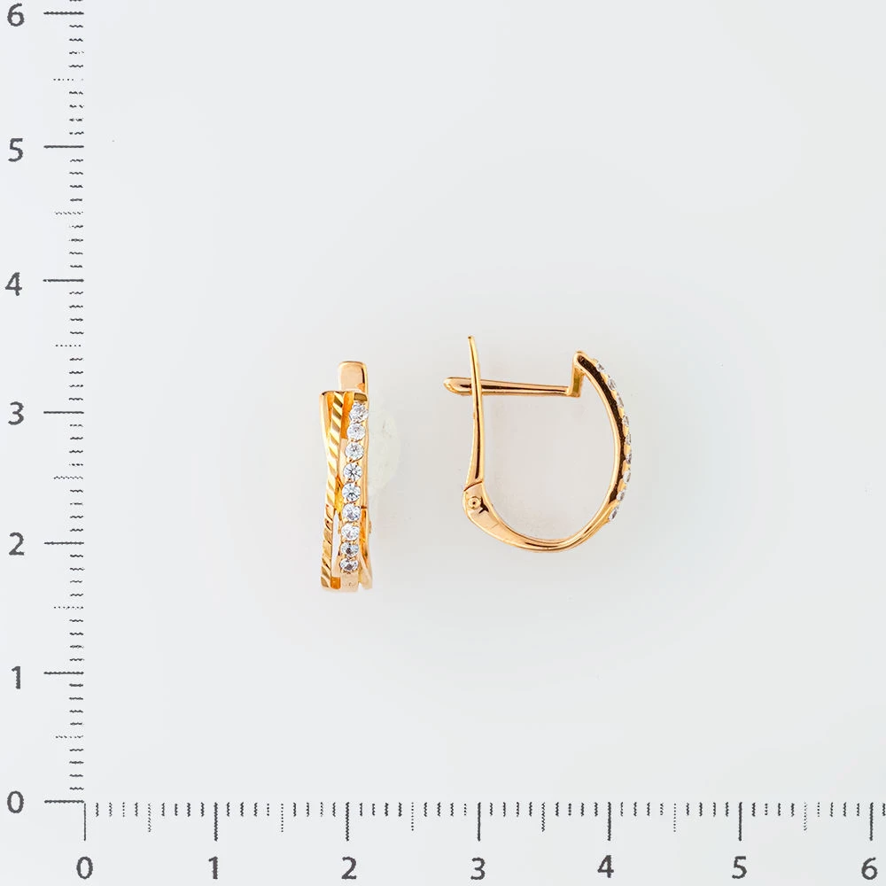 Серьги с фианитом из красного золота 375 пробы