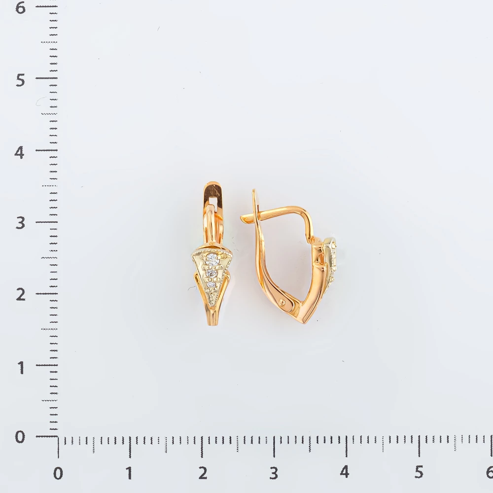 Серьги с фианитом из красного золота 585 пробы