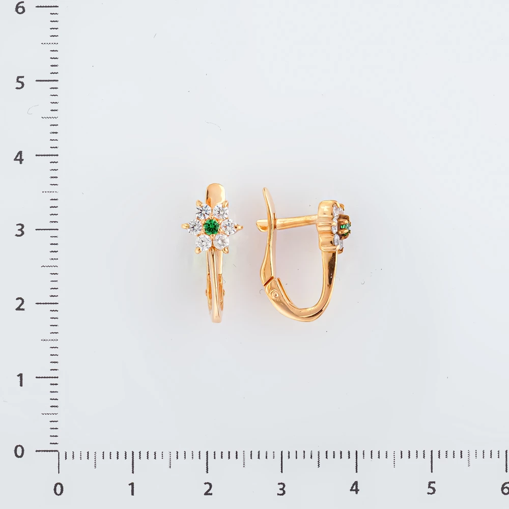 Серьги с фианитом из красного золота 585 пробы