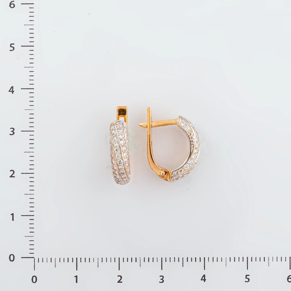 Серьги с фианитом из красного золота 585 пробы