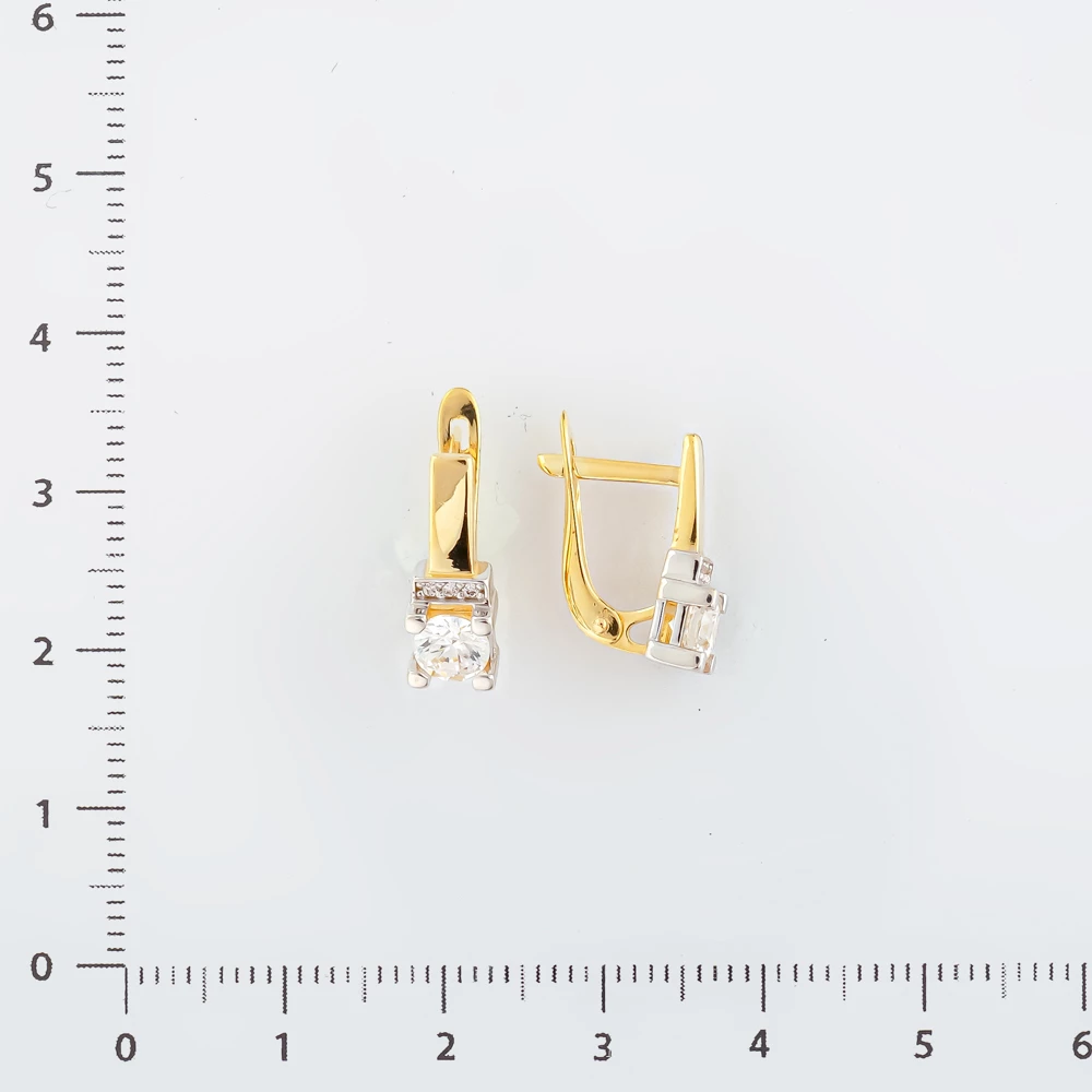 Серьги с фианитом из желтого золота 585 пробы