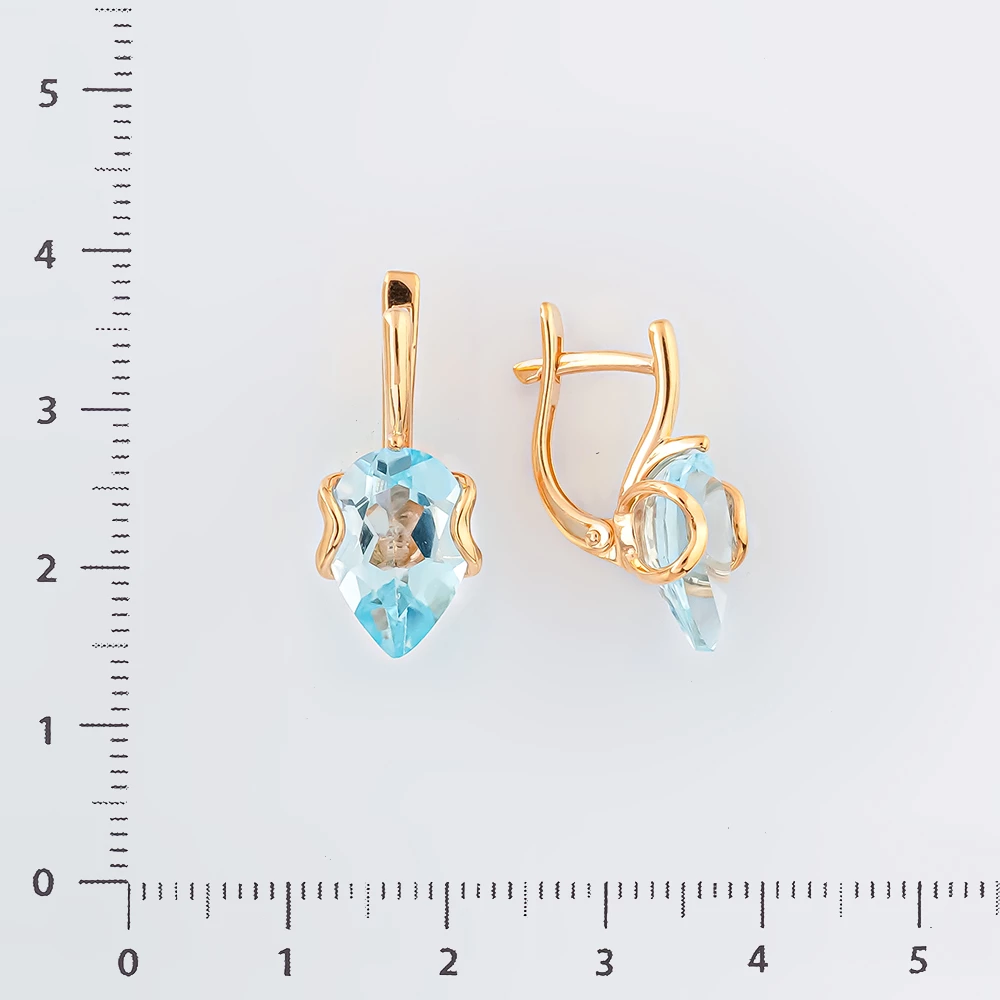 Серьги с топазом из красного золота 585 пробы