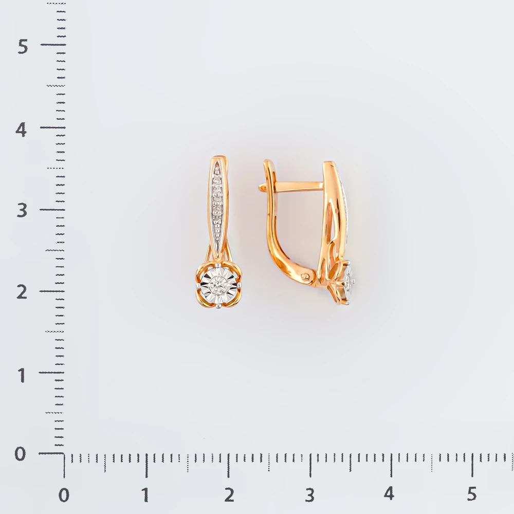 Серьги с бриллиантом из красного золота 585 пробы