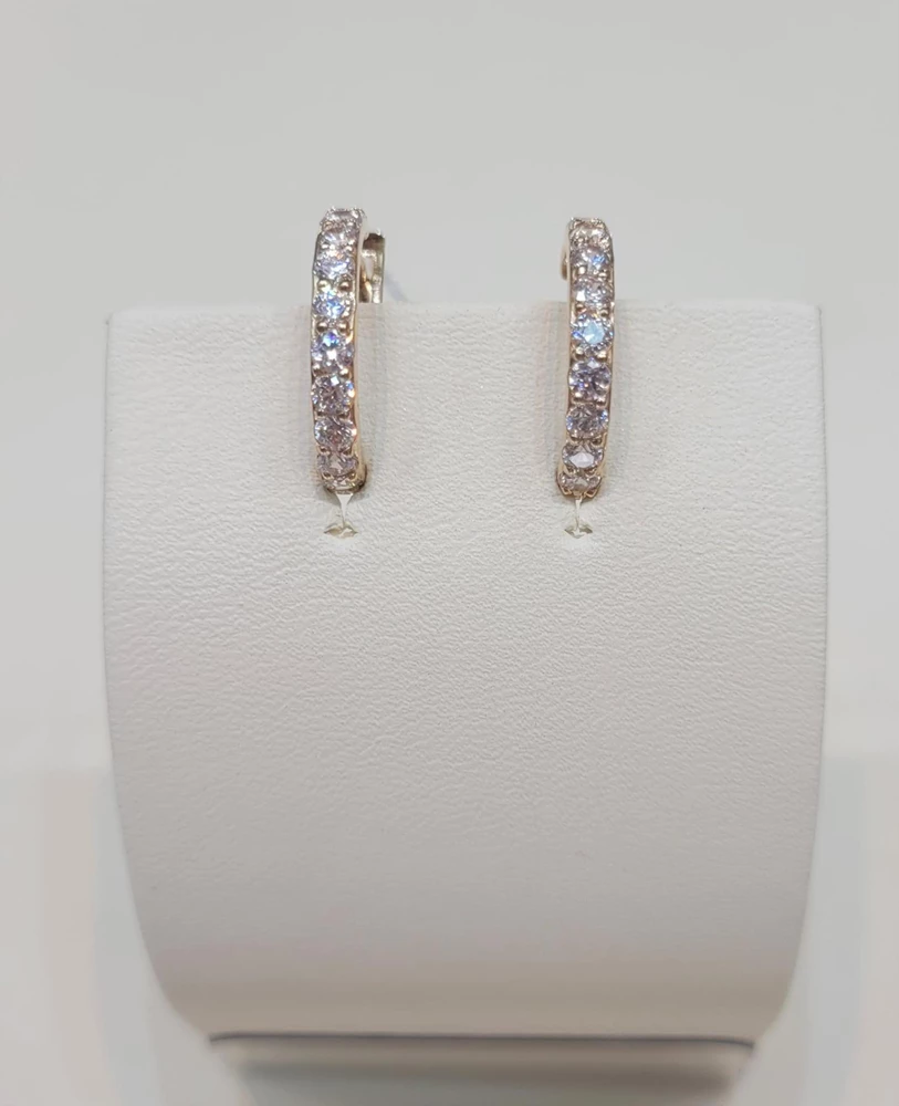 Серьги с фианитом из красного золота 585 пробы