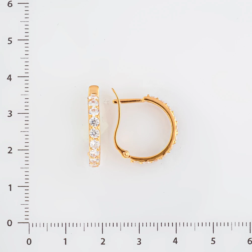 Серьги с фианитом из красного золота 585 пробы