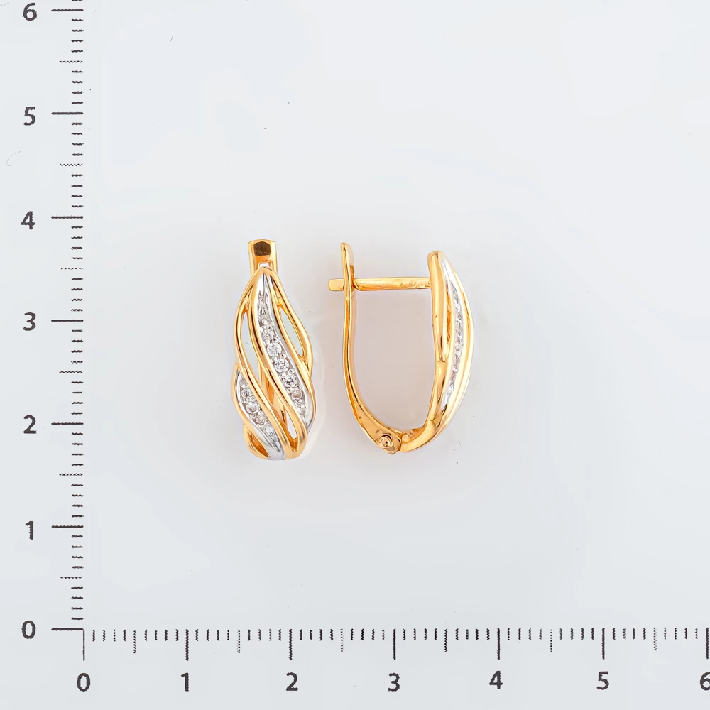 Серьги с фианитом из красного золота 585 пробы