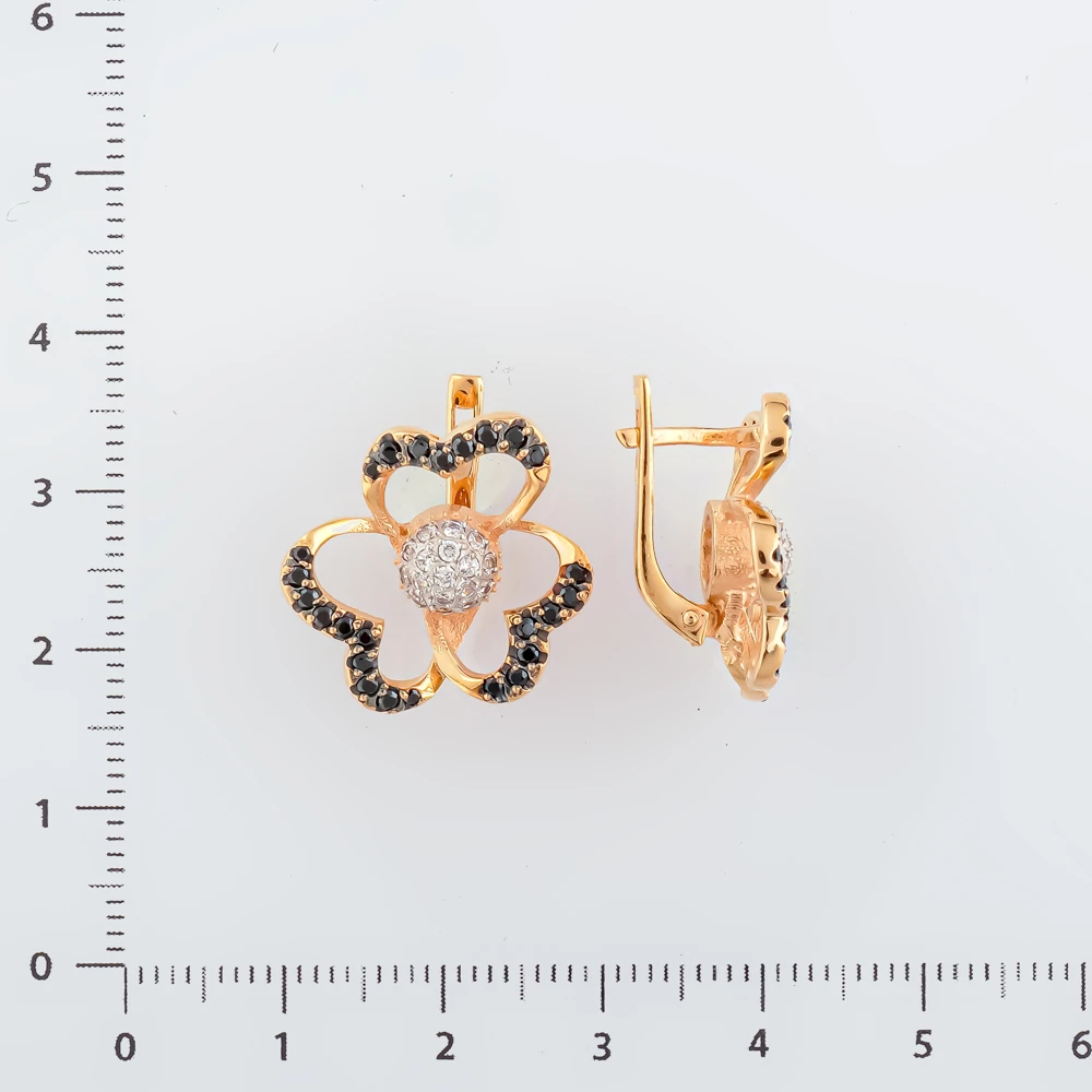Серьги с фианитом из красного золота 585 пробы