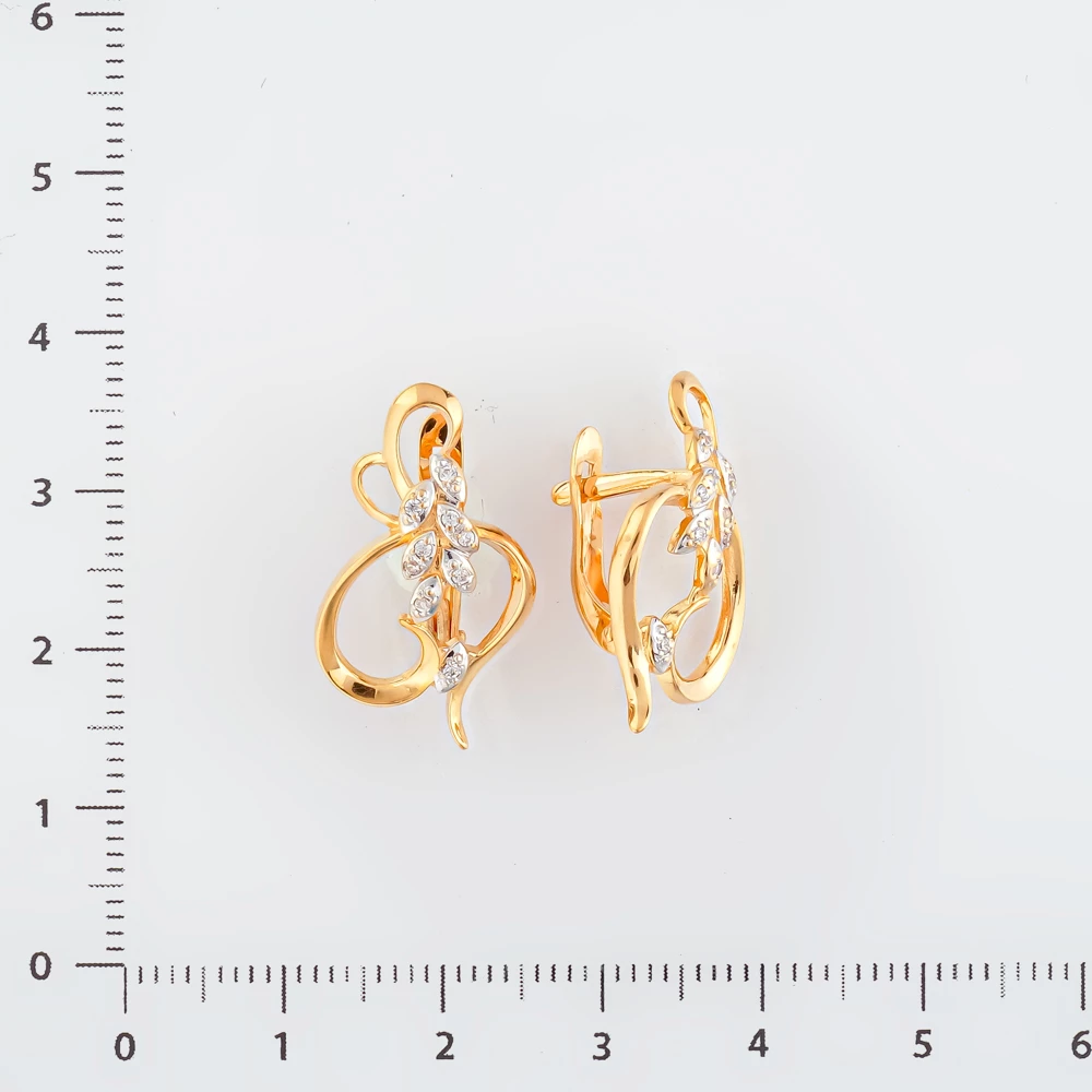Серьги с фианитом из красного золота 585 пробы