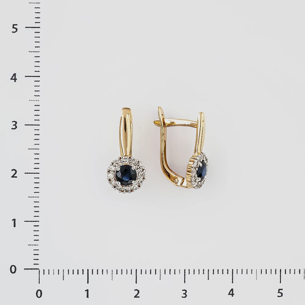 Серьги с сапфиром из красного золота 585 пробы