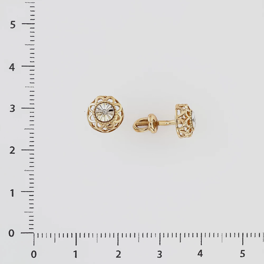 Серьги с бриллиантом из красного золота 585 пробы