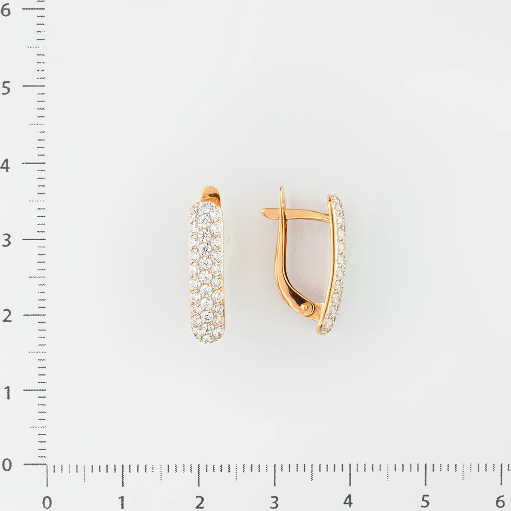 Серьги с фианитом из красного золота 585 пробы