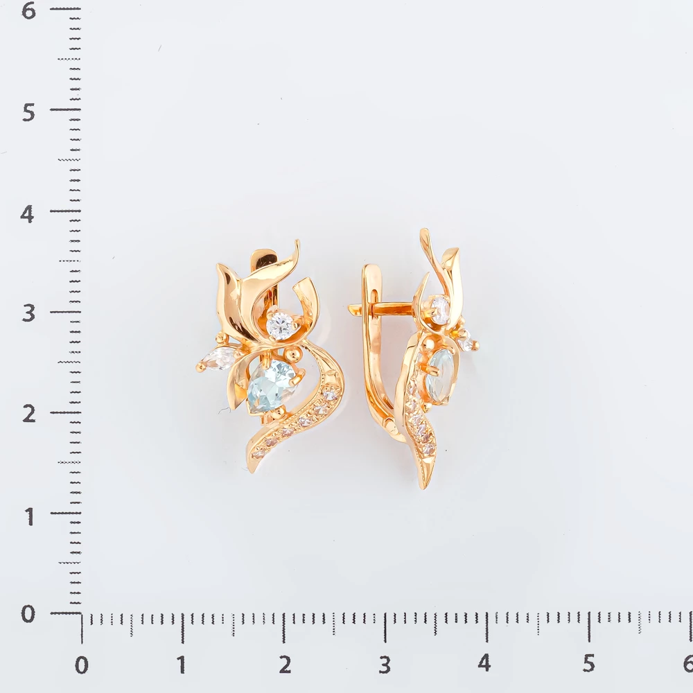 Серьги с топазом из красного золота 585 пробы