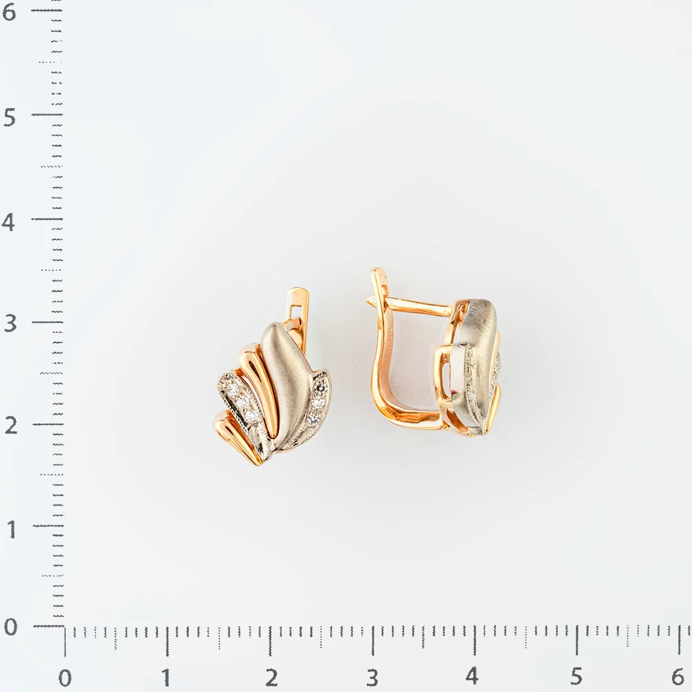 Серьги с бриллиантом из красного золота 585 пробы