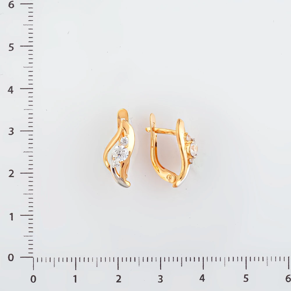 Серьги с фианитом из красного золота 585 пробы