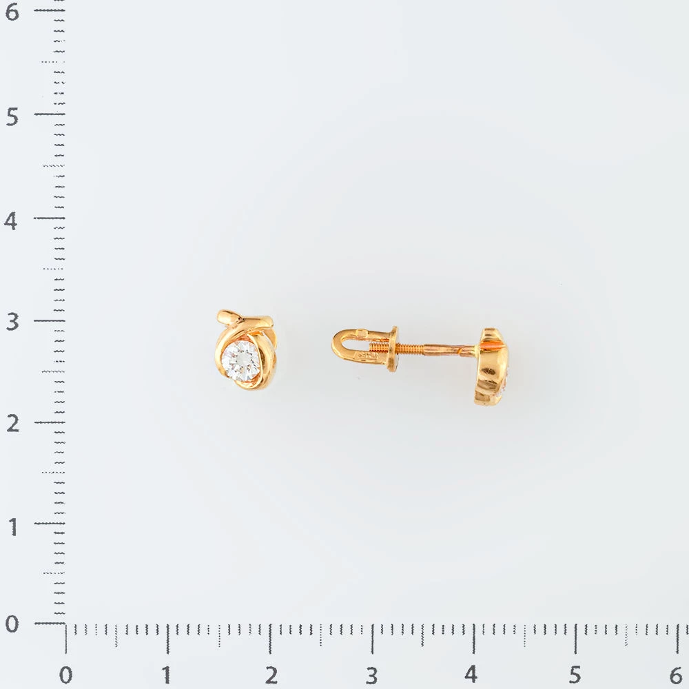 Серьги с фианитом из красного золота 585 пробы