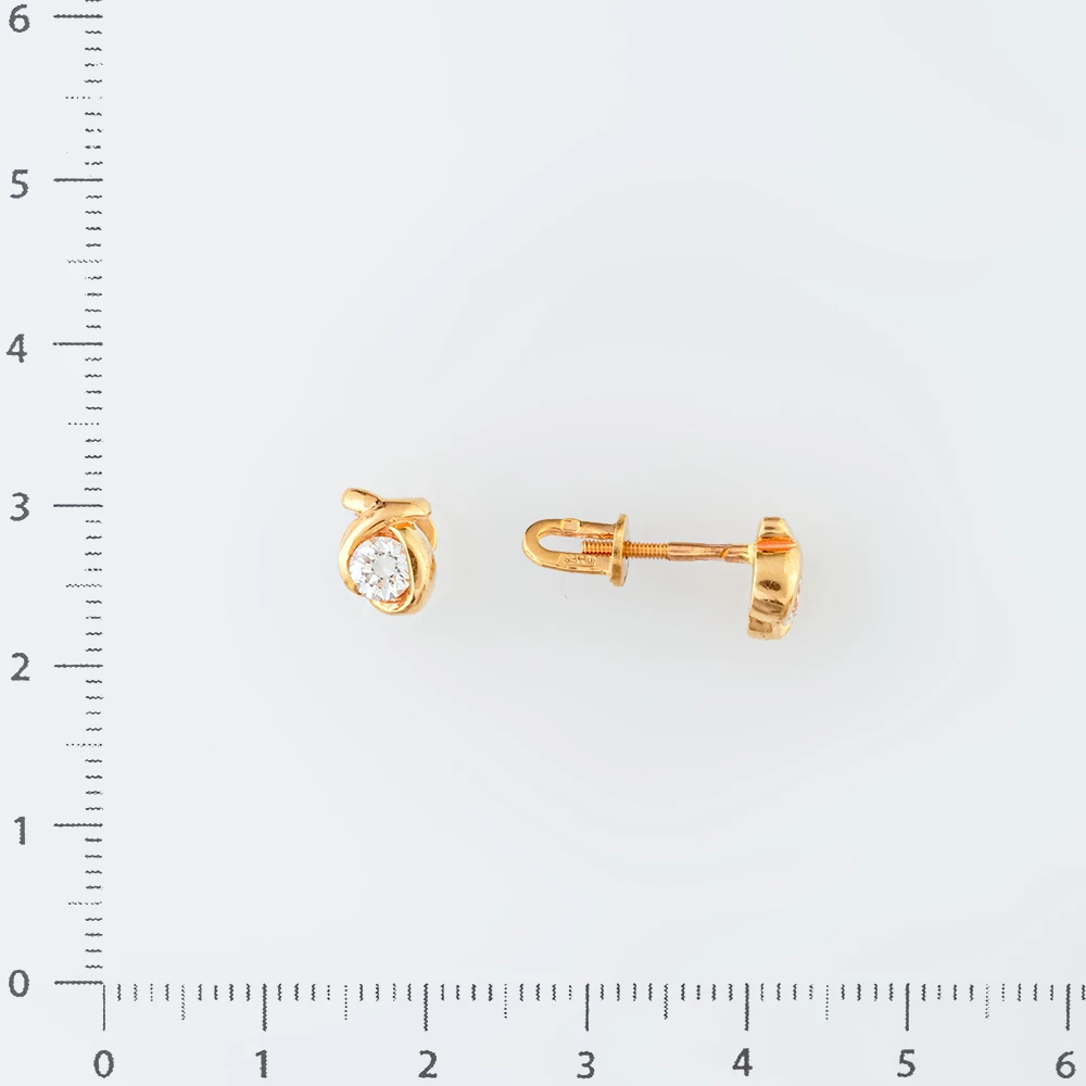 Серьги с фианитом из красного золота 585 пробы