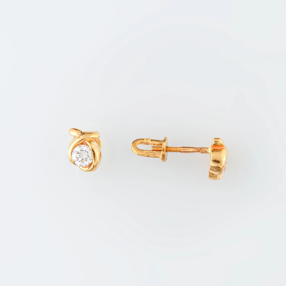 Серьги с фианитом из красного золота 585 пробы