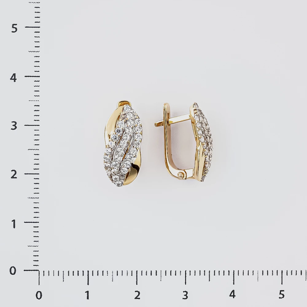 Серьги с фианитом из красного золота 585 пробы