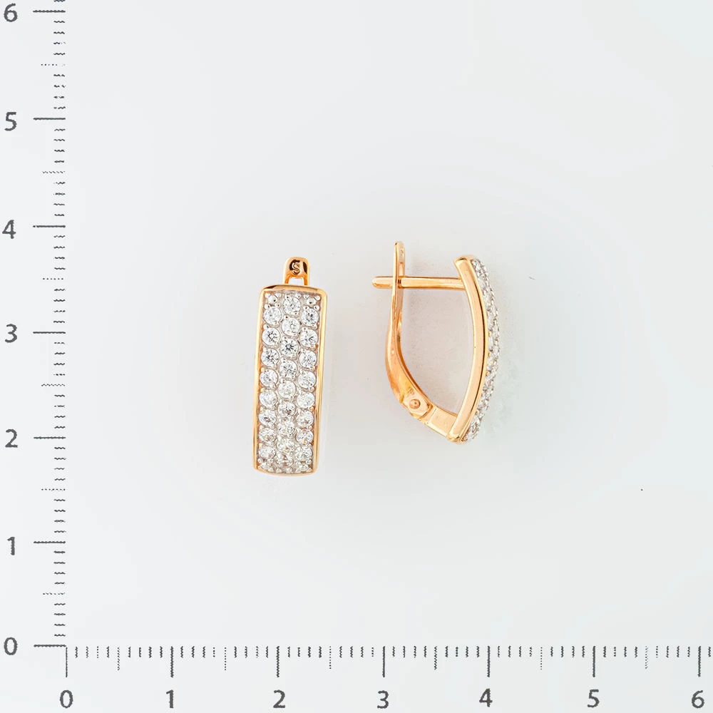 Серьги с фианитом из красного золота 585 пробы
