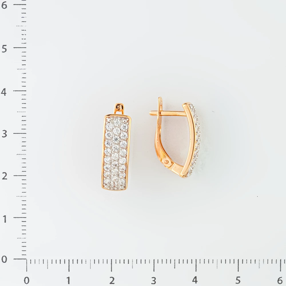 Серьги с фианитом из красного золота 585 пробы