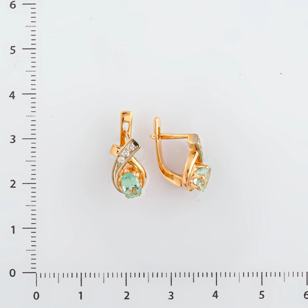 Серьги с бериллом из красного золота 585 пробы