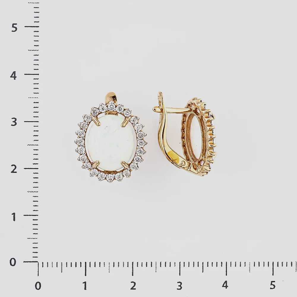 Серьги с опалом синтетическим из красного золота 585 пробы