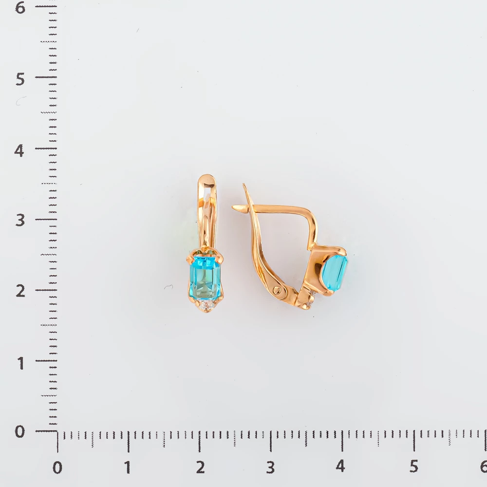 Серьги с топазом из красного золота 585 пробы