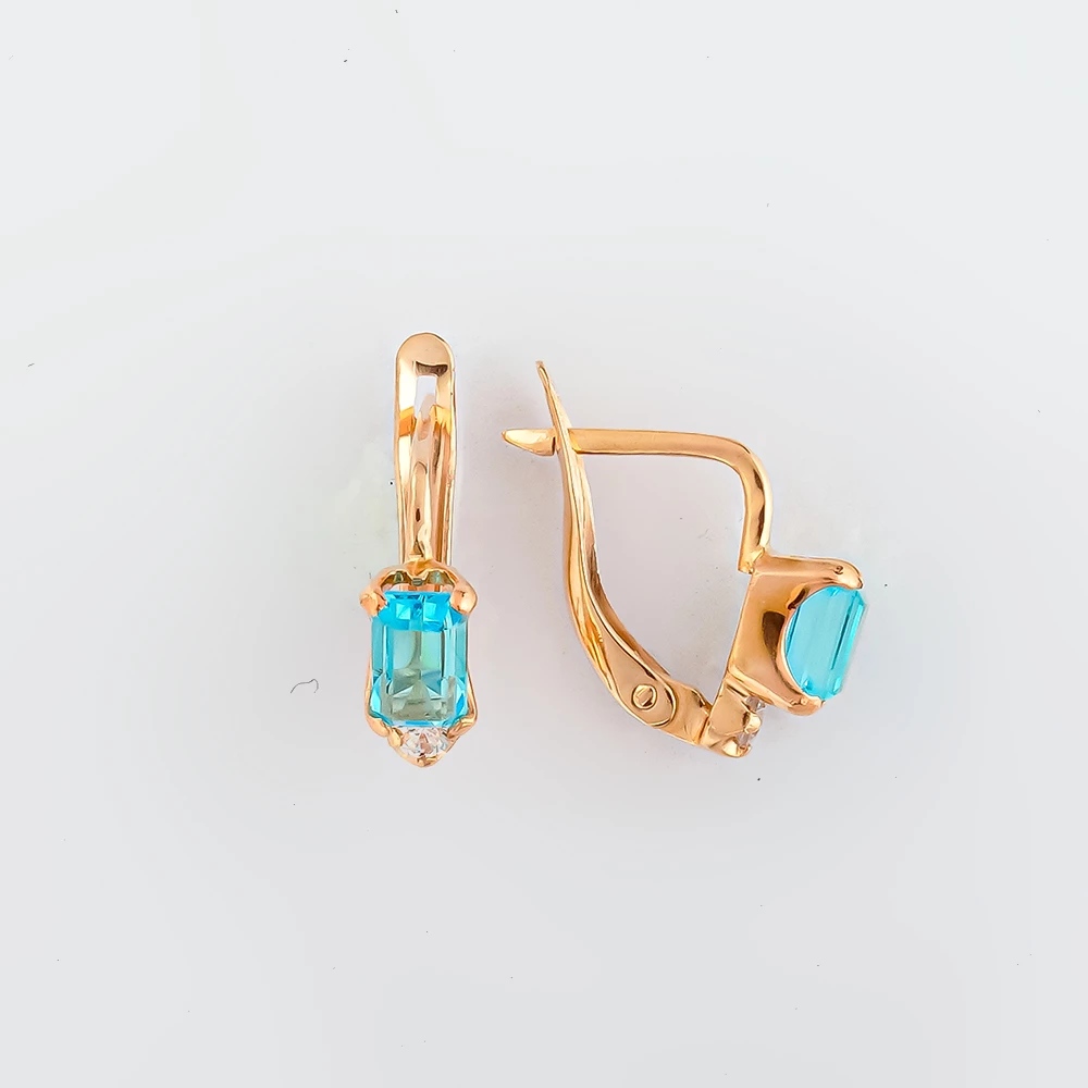 Серьги с топазом из красного золота 585 пробы
