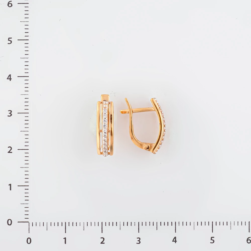 Серьги с фианитом из красного золота 585 пробы