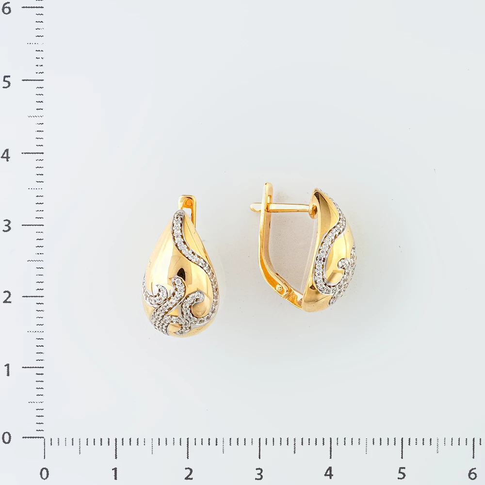 Серьги с фианитом из желтого золота 585 пробы