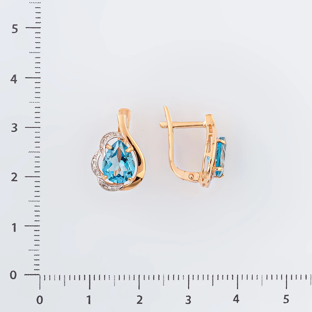 Серьги с топазом из красного золота 585 пробы