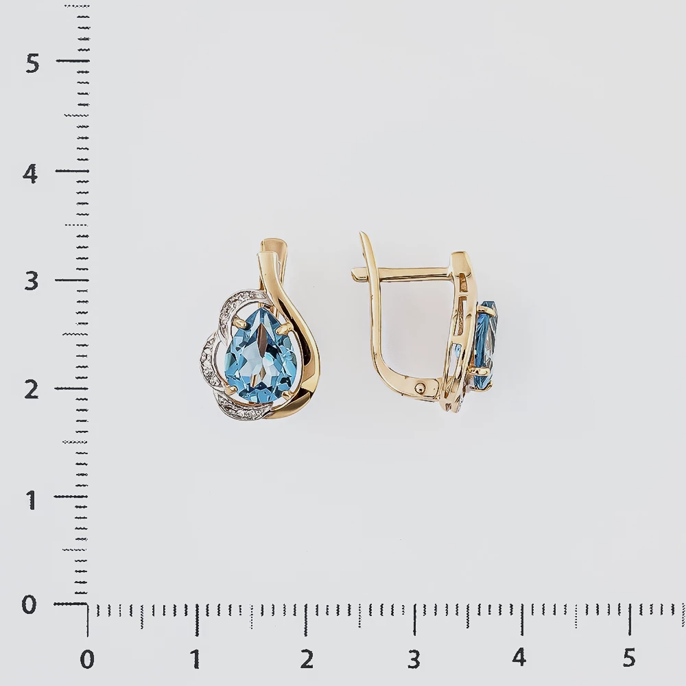 Серьги с топазом из красного золота 585 пробы
