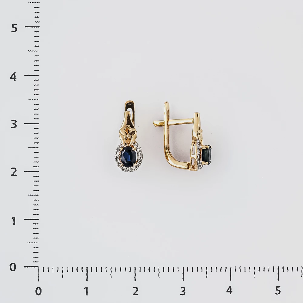Серьги с сапфиром из красного золота 585 пробы