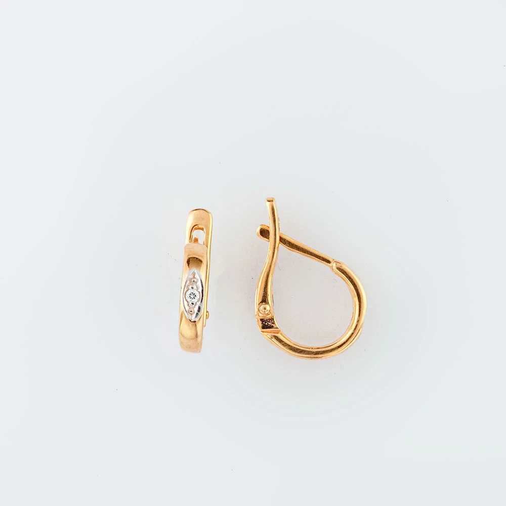 Серьги с фианитом из красного золота 585 пробы