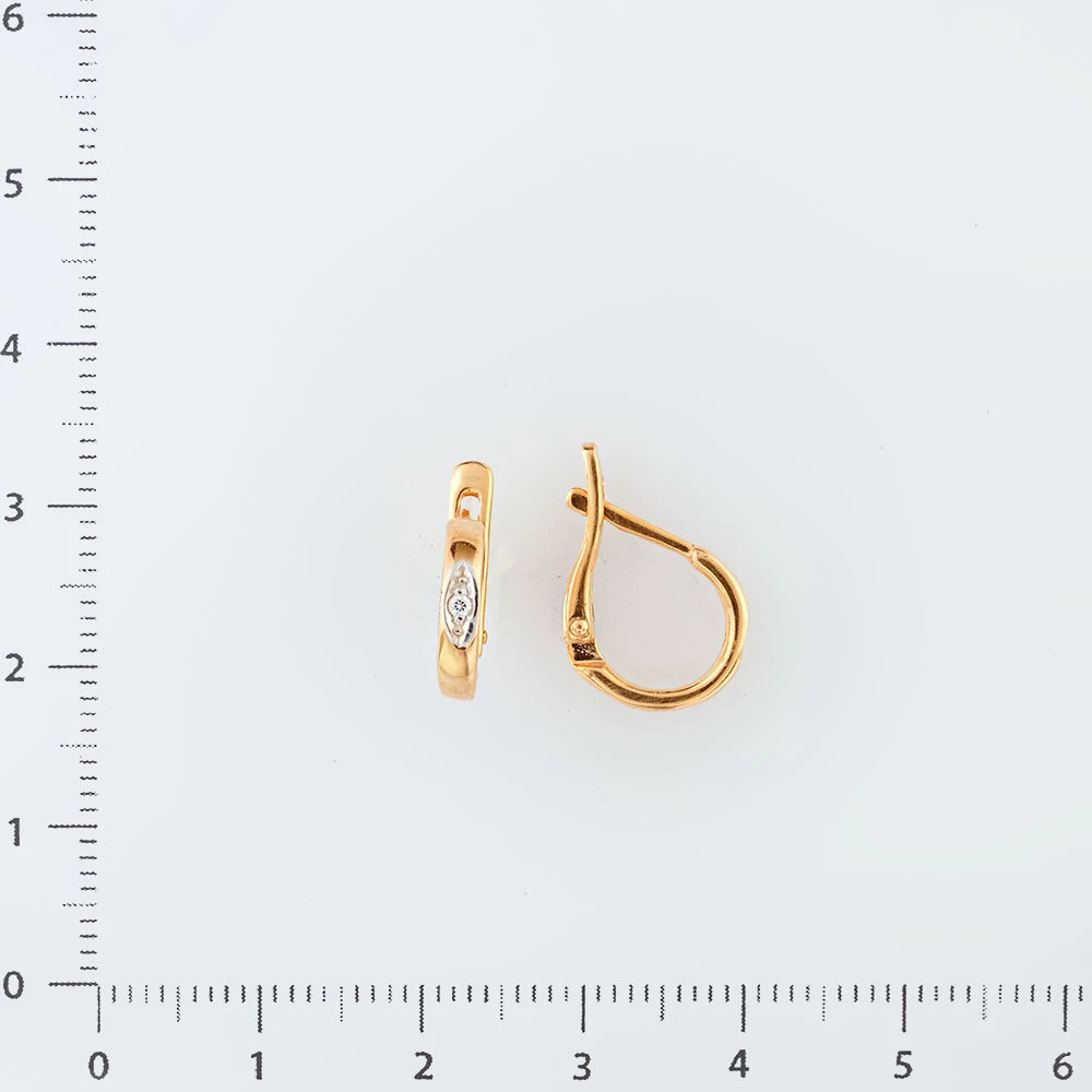 Серьги с фианитом из красного золота 585 пробы