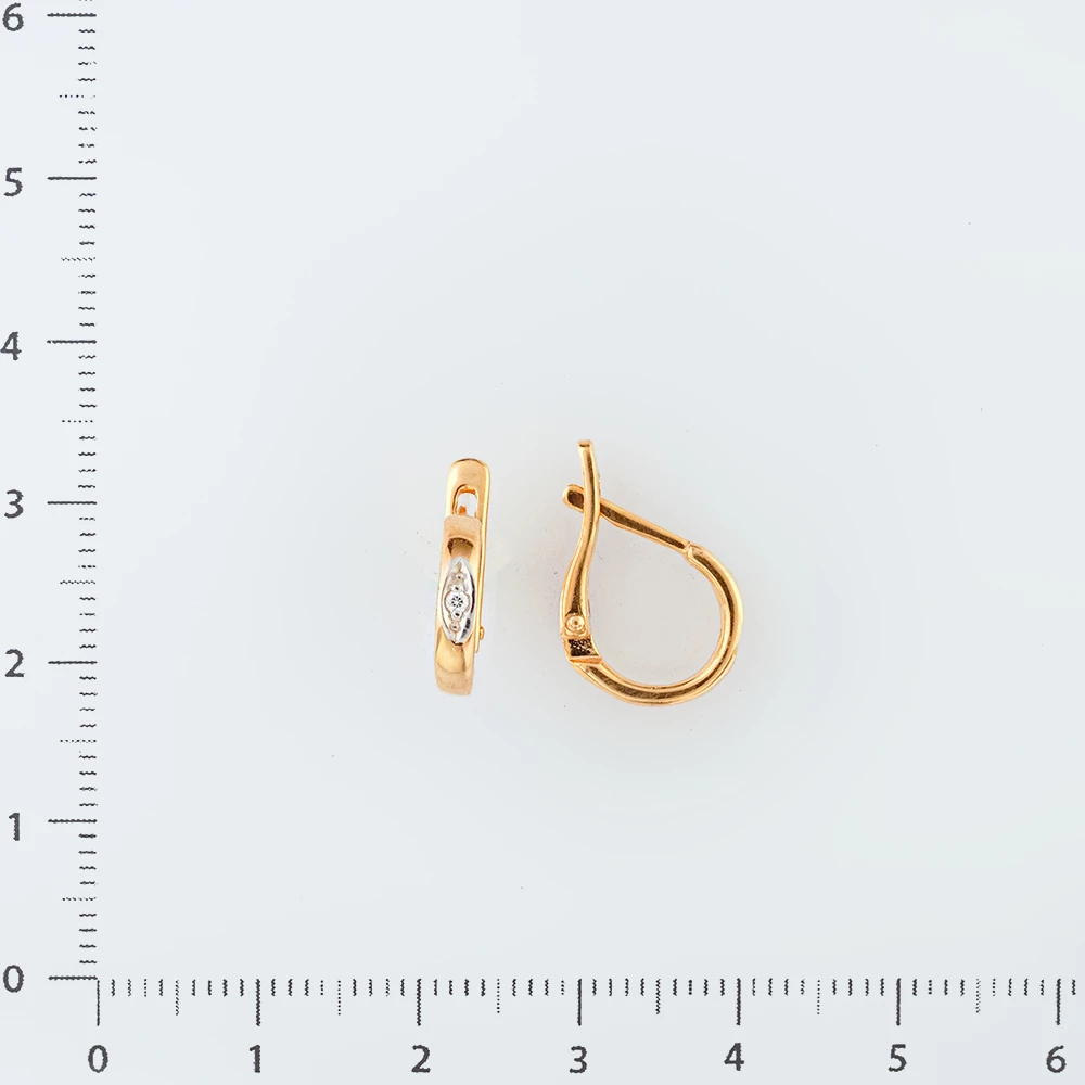 Серьги с фианитом из красного золота 585 пробы