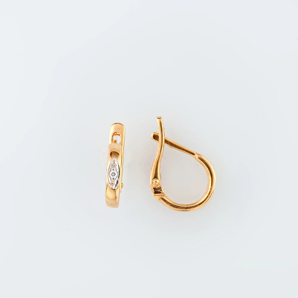 Серьги с фианитом из красного золота 585 пробы