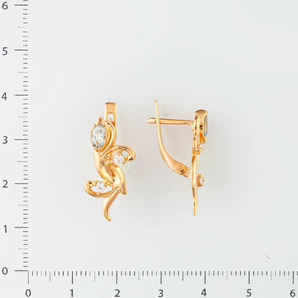 Серьги с топазом из красного золота 585 пробы
