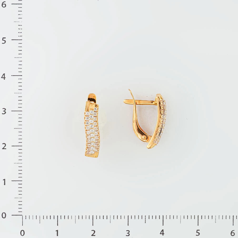 Серьги с фианитом из красного золота 585 пробы