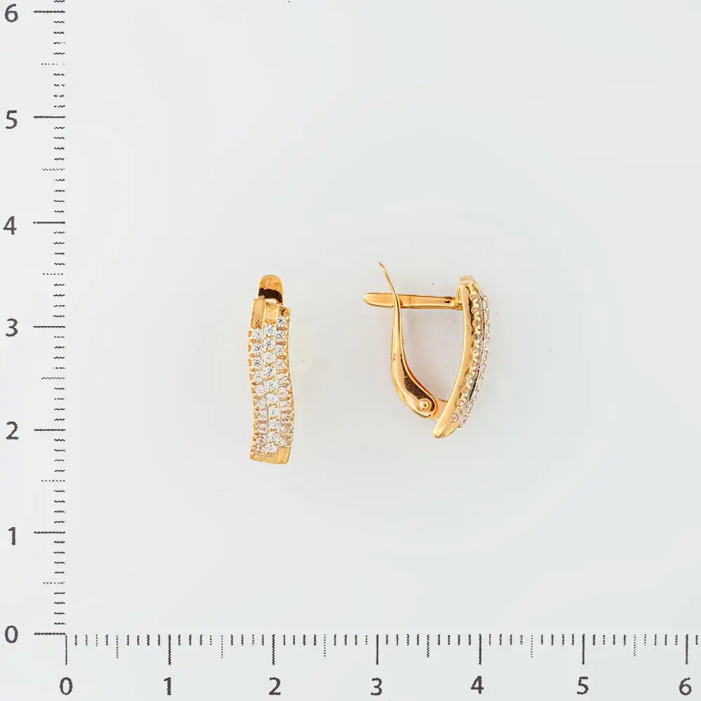 Серьги с фианитом из красного золота 585 пробы 2
