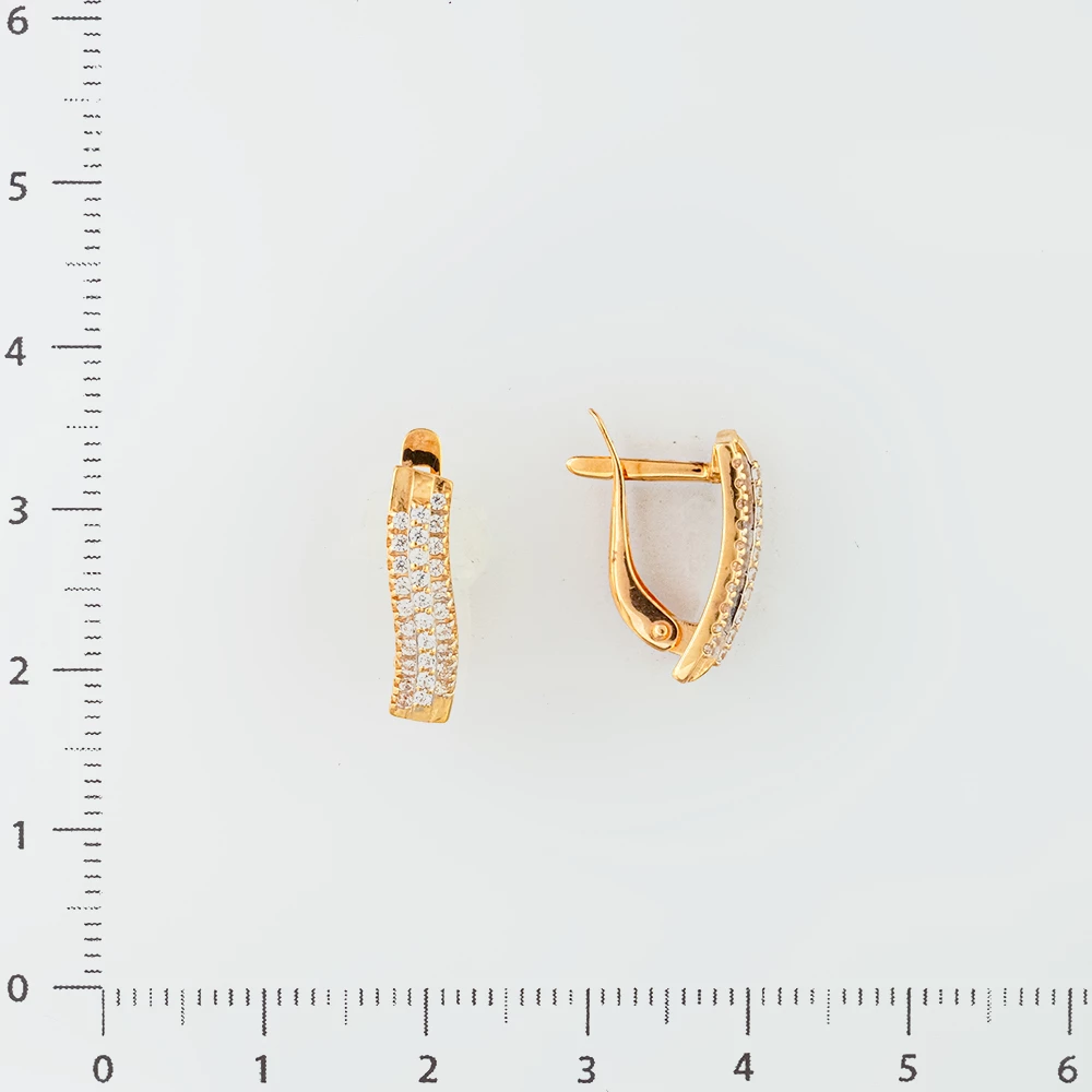 Серьги с фианитом из красного золота 585 пробы