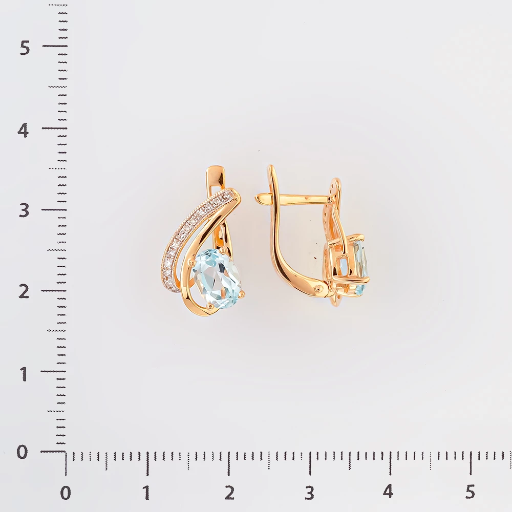 Серьги с топазом из красного золота 585 пробы