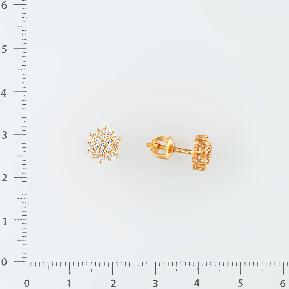 Серьги с фианитом из красного золота 585 пробы